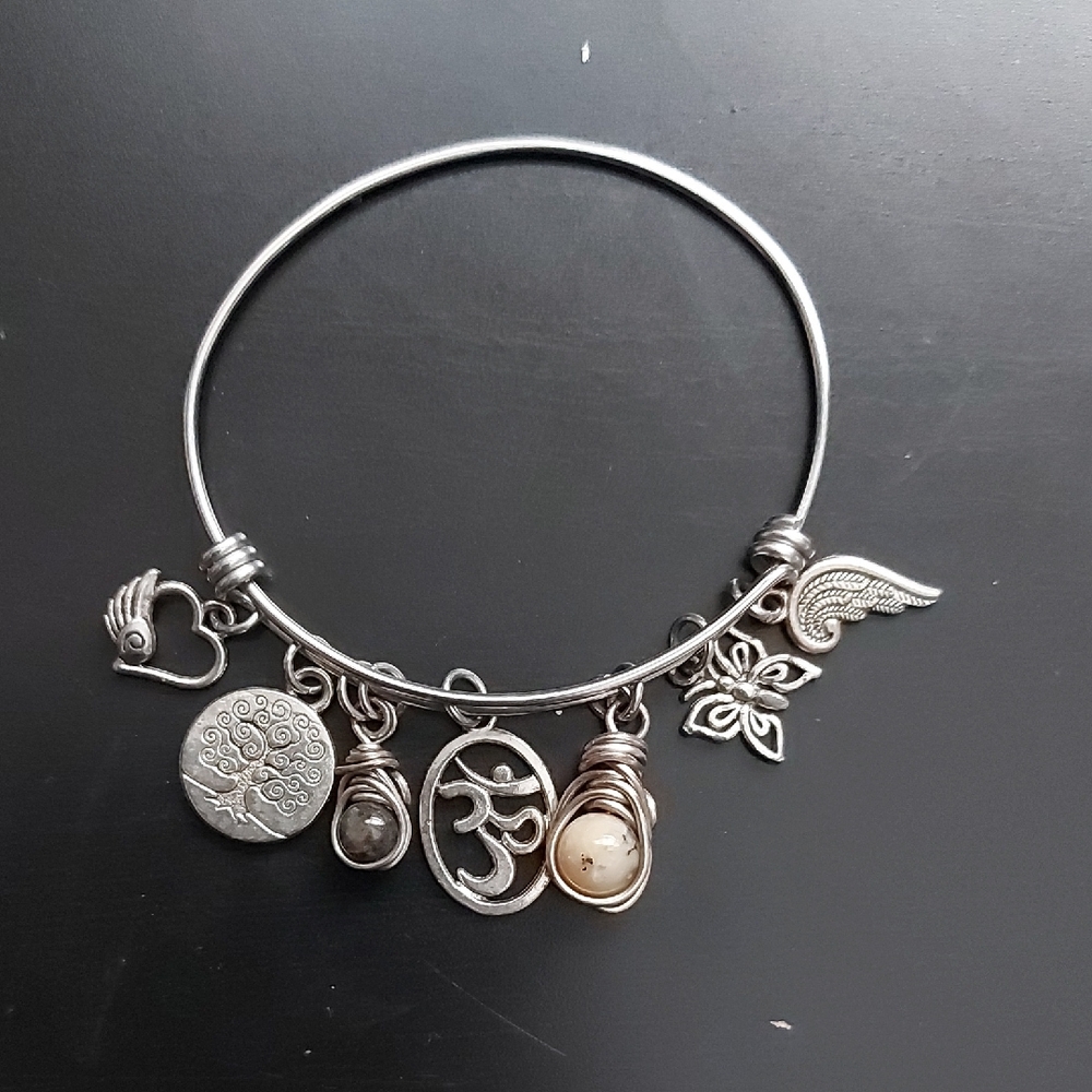 Silver Charm Bracelet with Multiple Charms